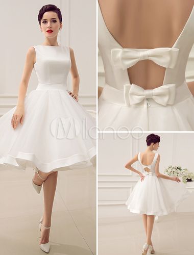 vestido corto de boda 2019 vintage falda bridal 1950's bateau sin