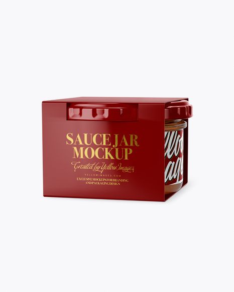 Download Free PSD Mockup Clear Glass Sauce Jar in Paperboard Sleeve ...