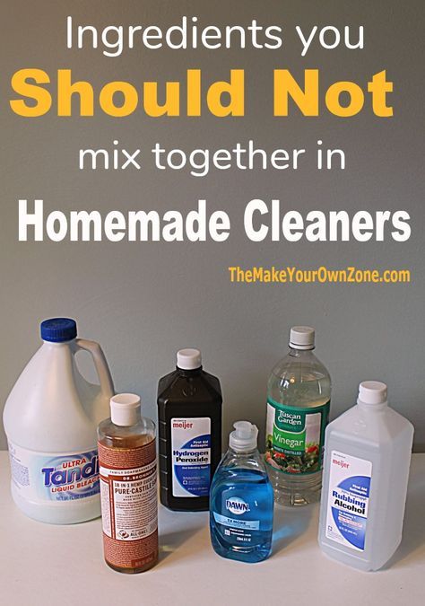 There are some things you can't mix together when making homemade cleaners. Learn which ingredients can be combined in green cleaners and those that can't. Homemade Cleaning Supplies, Diy Home Cleaning, Household Cleaning Tips, House Cleaning Tips, Cleaning Hacks, Household Cleaners, Deep Cleaning, Nontoxic Cleaning, Bathroom Cleaning