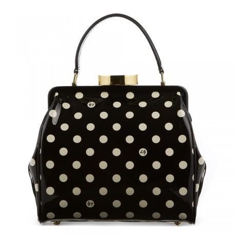 Lulu Guinness Polkadot Eva Bag Black Patent Handbag Vtg 40s Style Lulu Guinness Polkadot Eva Bag Black Patent Handbag Vtg 40s Style Dust Small Ebay