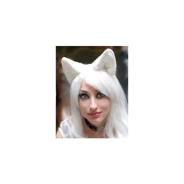 Cat Ears and Tail White Kitten Halloween Costume White Wolf CostumeWhite and Pink Fur Ears and Tail White Kitten Costume
