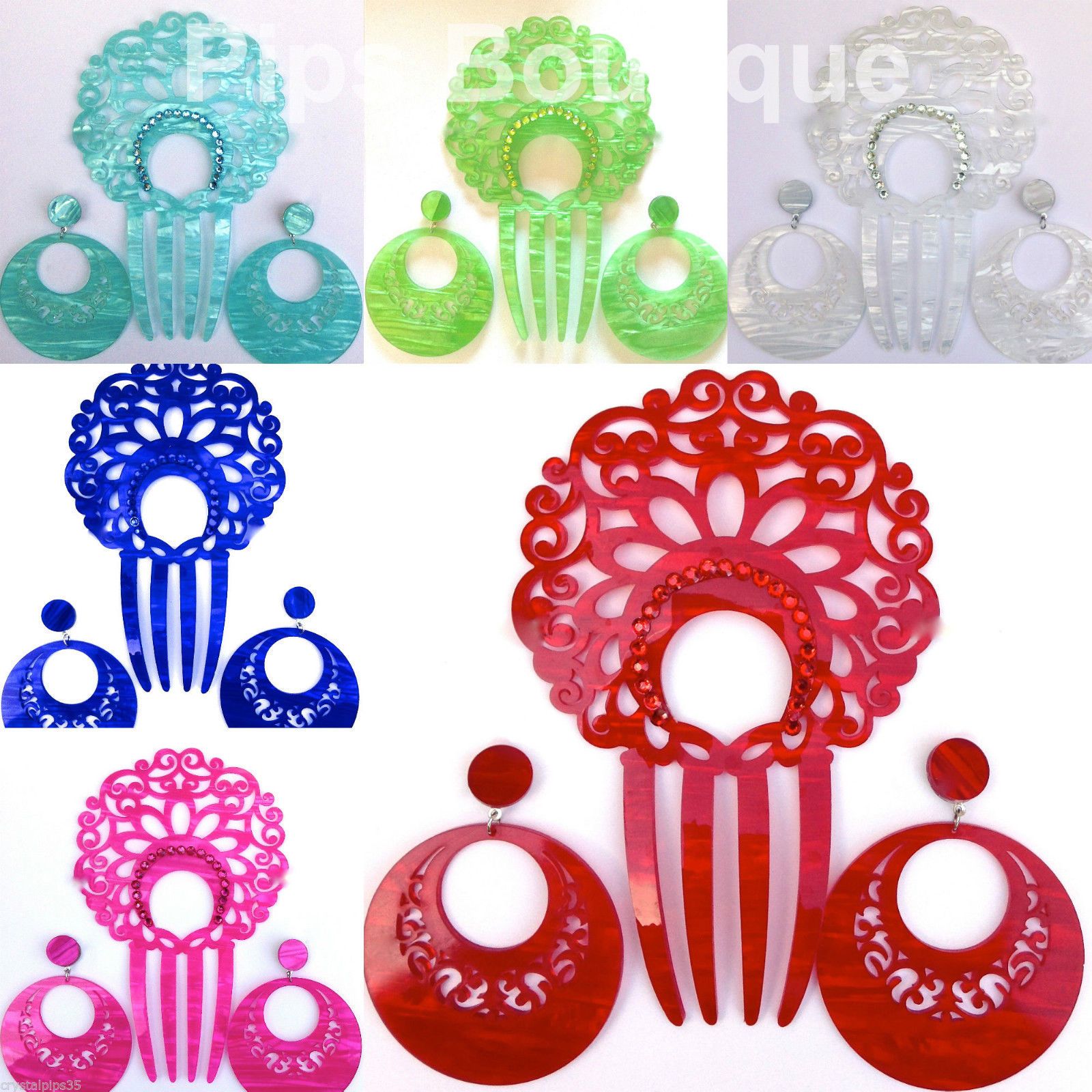 acetate VARIOUS COLORS Beautiful Flamenco Peinetas and Earrings kit