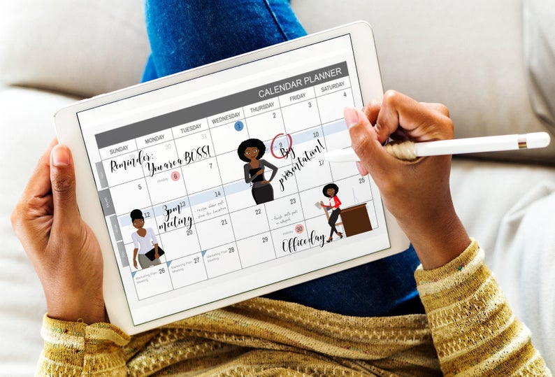 Kawaii Black Girl Stickers Hair Day Hair Salon Hair Rollers Printable Planner Stickers African American Curler Stickers Functional