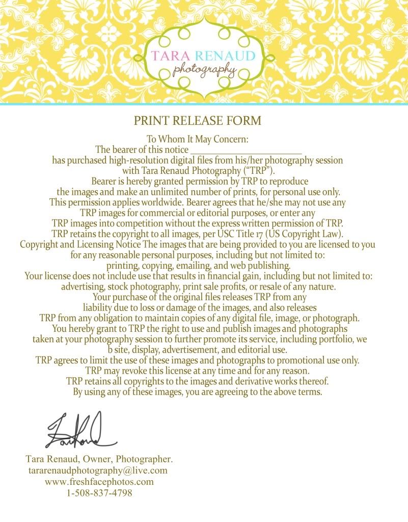 photographic release form