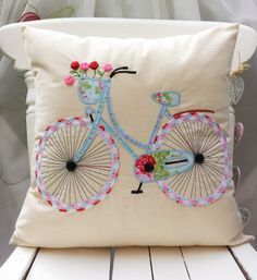 Hey I Found This Really Awesome Etsy Listing At Https Www Etsy Com Uk Listing 186117883 Bicycle Pillow Cov Applique Cushions Sewing Pillows Creative Pillows