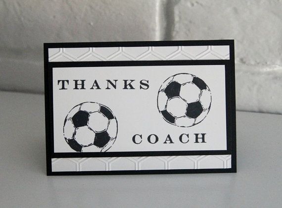 soccer coach thank you hand made card in black and white thanks soccer coach cards