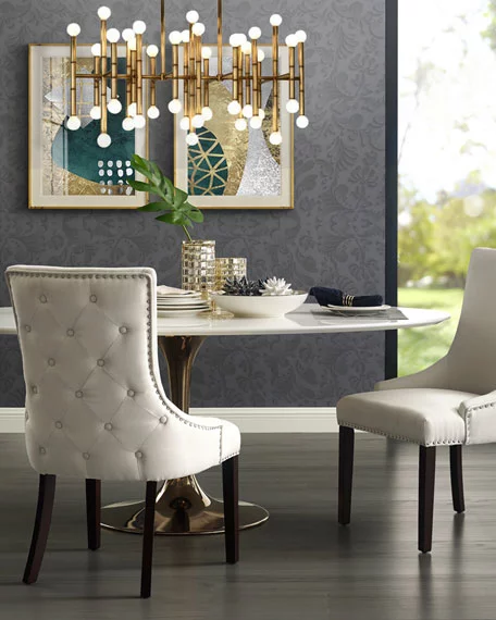 Inspired Home Dining Chairs w/ Tufted Back, Cream, Set of 2 | Dining