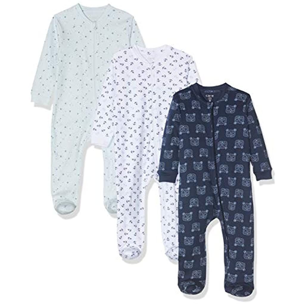 TupTam Baby Jungen Schlafstrampler mit Fu/ß 3er Pack
