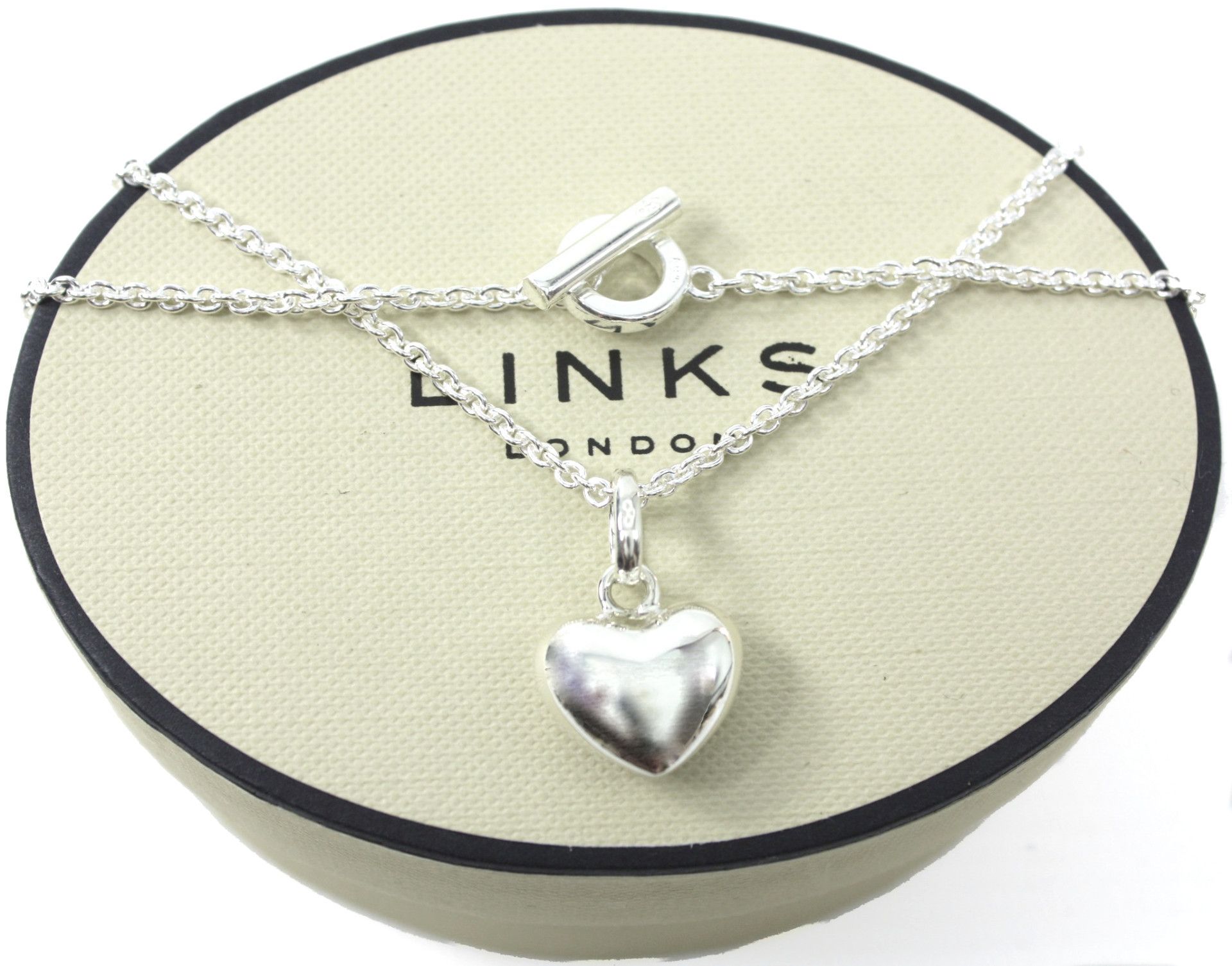 Links Of London Sterling Silver Puffed Heart Charm 16 T Bar Links Of London Sterling Silver Puffed Heart Charm 16 T Bar Necklace Lush
