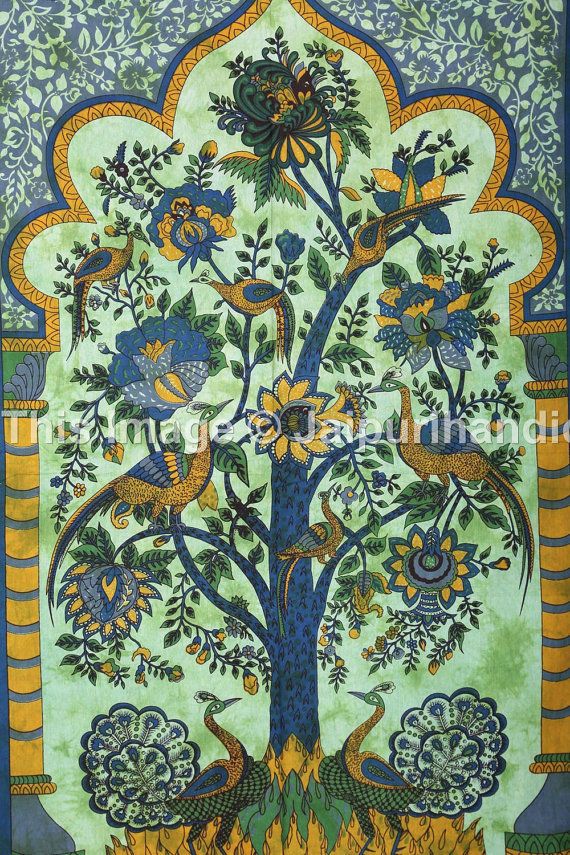 Boho Wall Decor Hippie Wall Art Tie Dye Indian Poster Traditional Jaipur Tree of Life Tapestry Wall Hanging Bohemian Dorm Decor