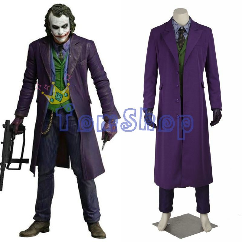 In Stock Batman Cosplay Costume Heath Ledger Joker The Dark Knight Rise Outfits