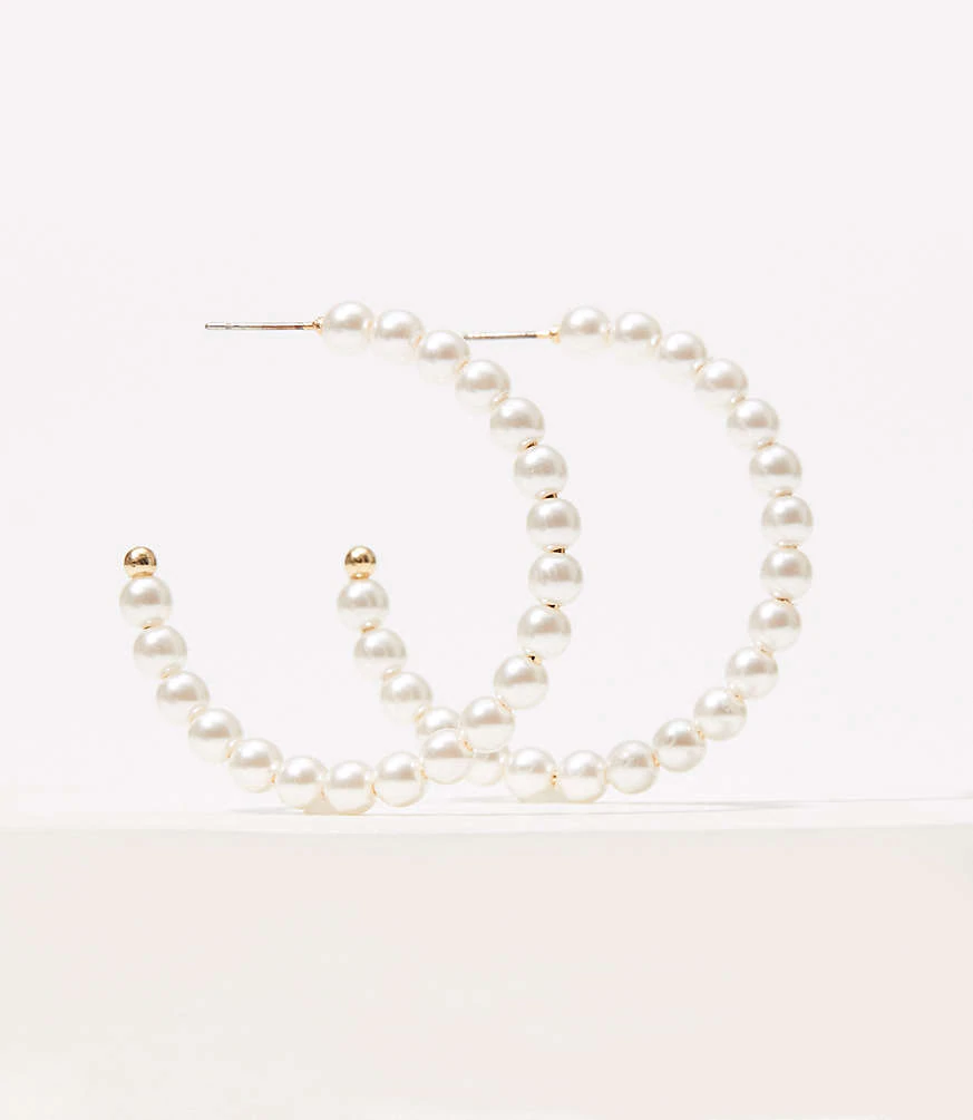 LOFT Pearlized Hoop Earrings #loftclothes
