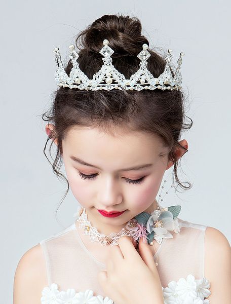 Diadème Couronne Fleur Fille Headpieces Perles Strass Enfants Accessoires De Cheveux