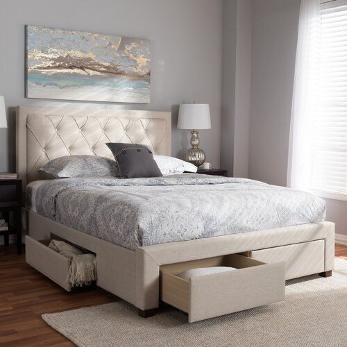 Tantallon Storage Upholstered Platform Bed Frame With - Beige Queen Bed Frame With Storage Tantallon Storage Upholstered Platform Bed Frame With - Beige Queen Bed Frame With Storage