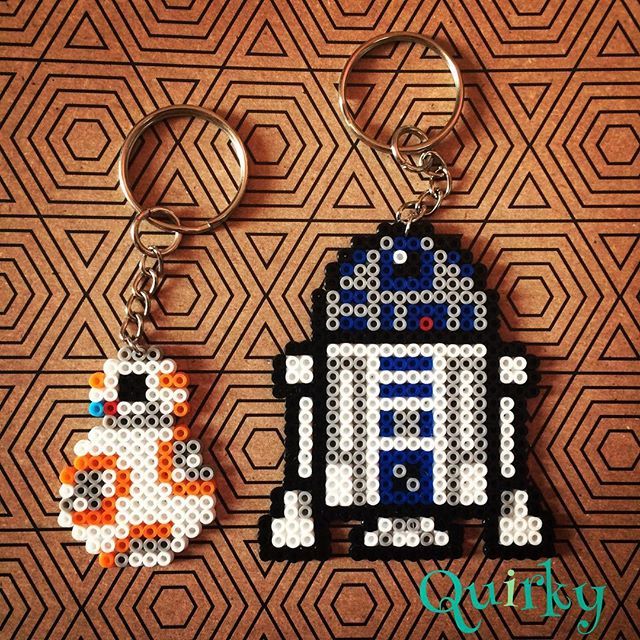 Bb 8 And R2d2 Star Wars Keyrings Mini Perler Beads By Quirkybynr