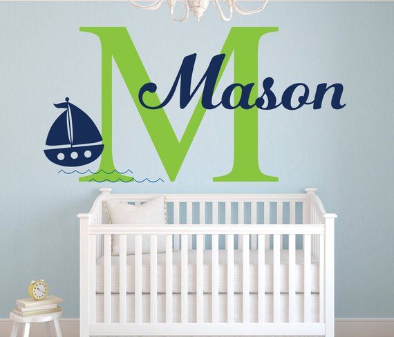 name wall decal - sailboat wall decal - nautical wall decal - custom