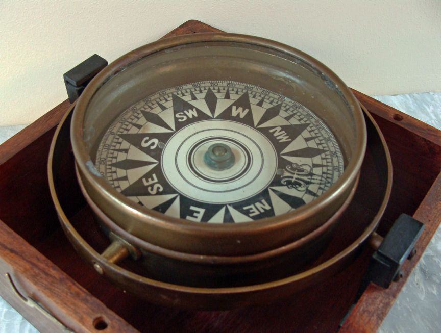 Antique Dry Card Compass in Mahogany Box - Skipjack Nautical Wares | Compass, Mahogany, Nautical