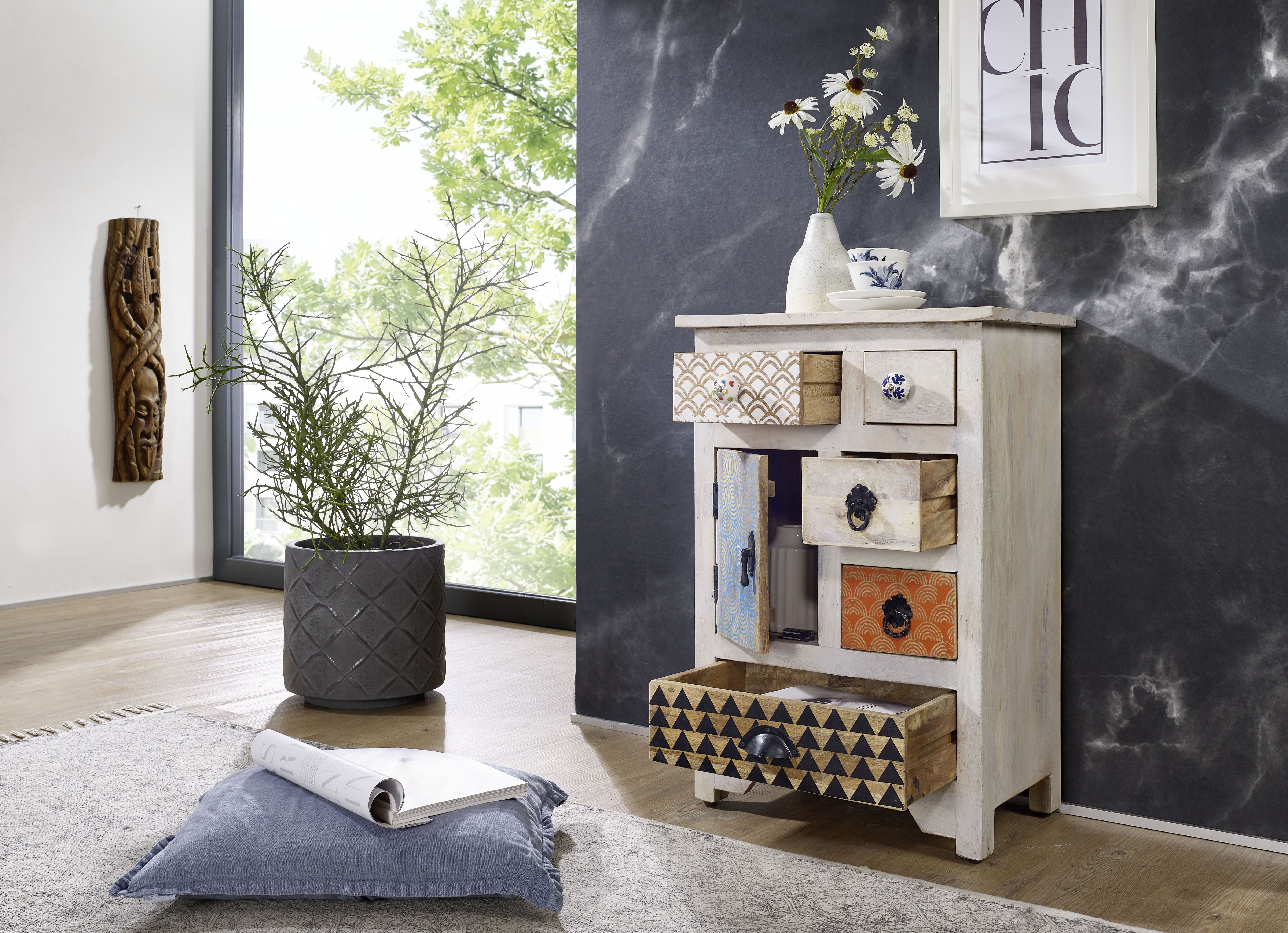 Wohnling Regal Nirba WL4.464 aus Mango Massivholz Shelf Kleiner