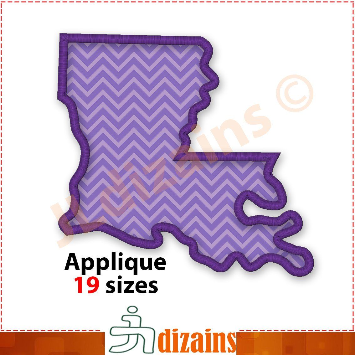 Louisiana State Applique Embroidery Design. Louisiana