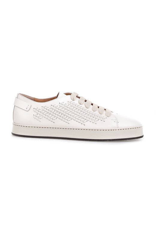 Santoni Ekru Orgu Desenli Spor Ayakkabi Vakko Sneaker Ayakkabilar Spor