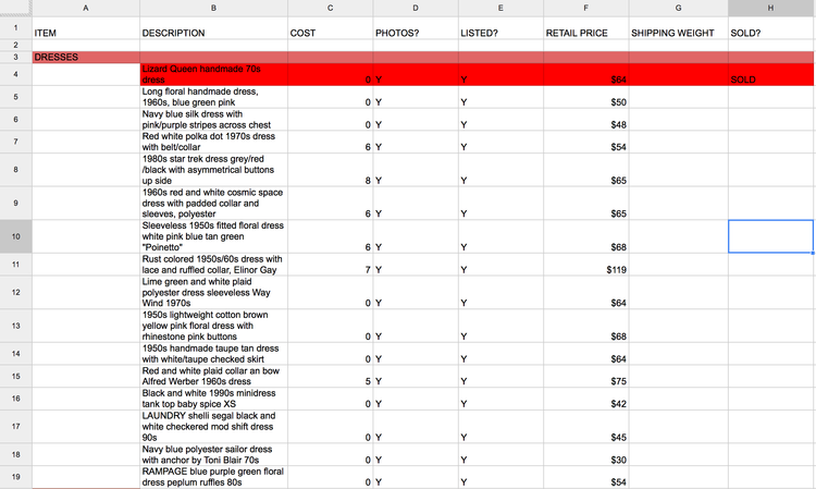 heres my super simple vintage inventory spreadsheet it helps me simple inventory spreadsheet