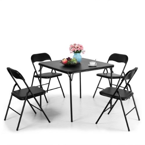 Jaxpety 5pc Series Folding Card Table And Chair Set Black 4 Series Folding Card Table And Chair Set Black 4 Pvc Material Chairs