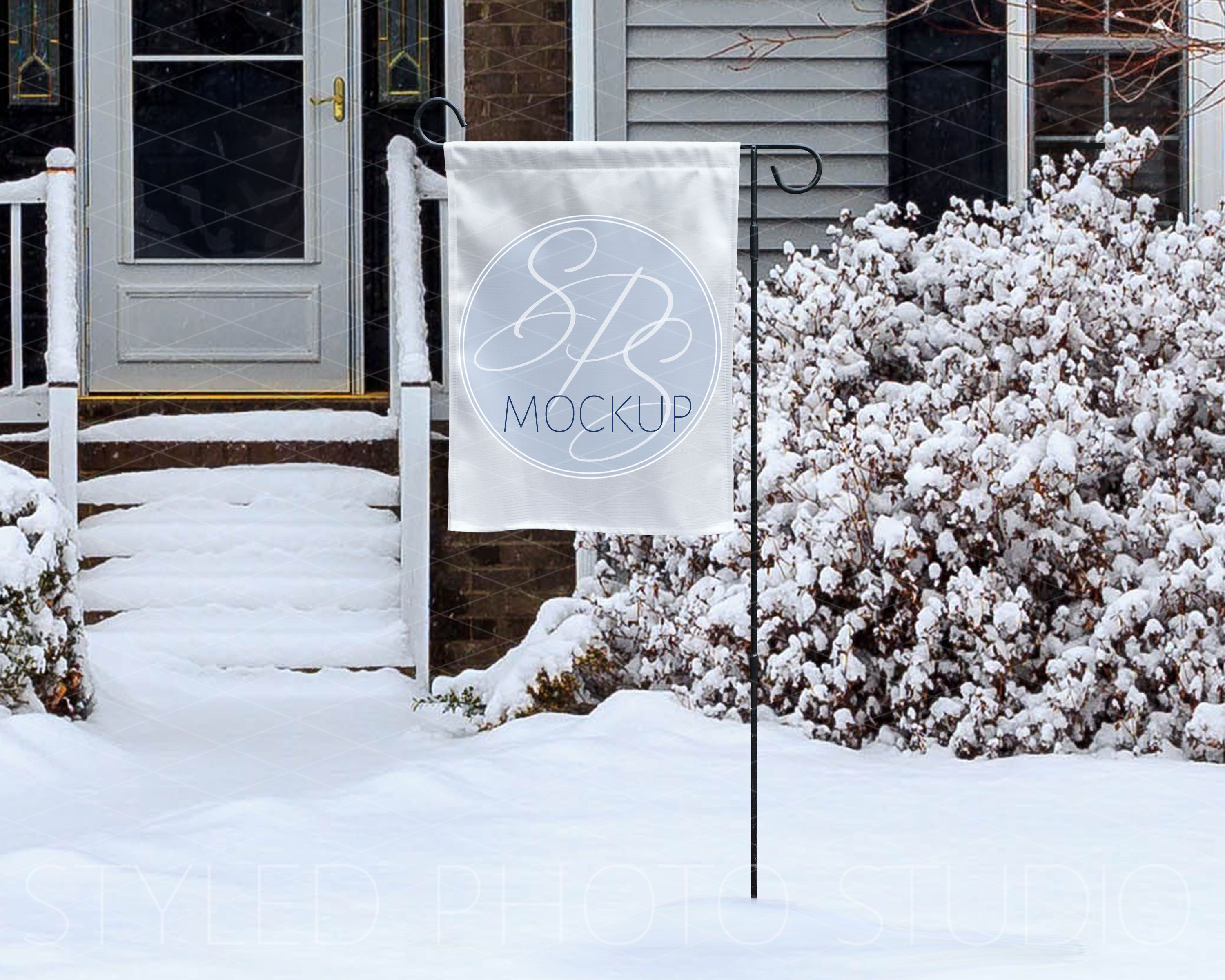 Download White Yard Flag Mockup in a winter scene. (With images ...