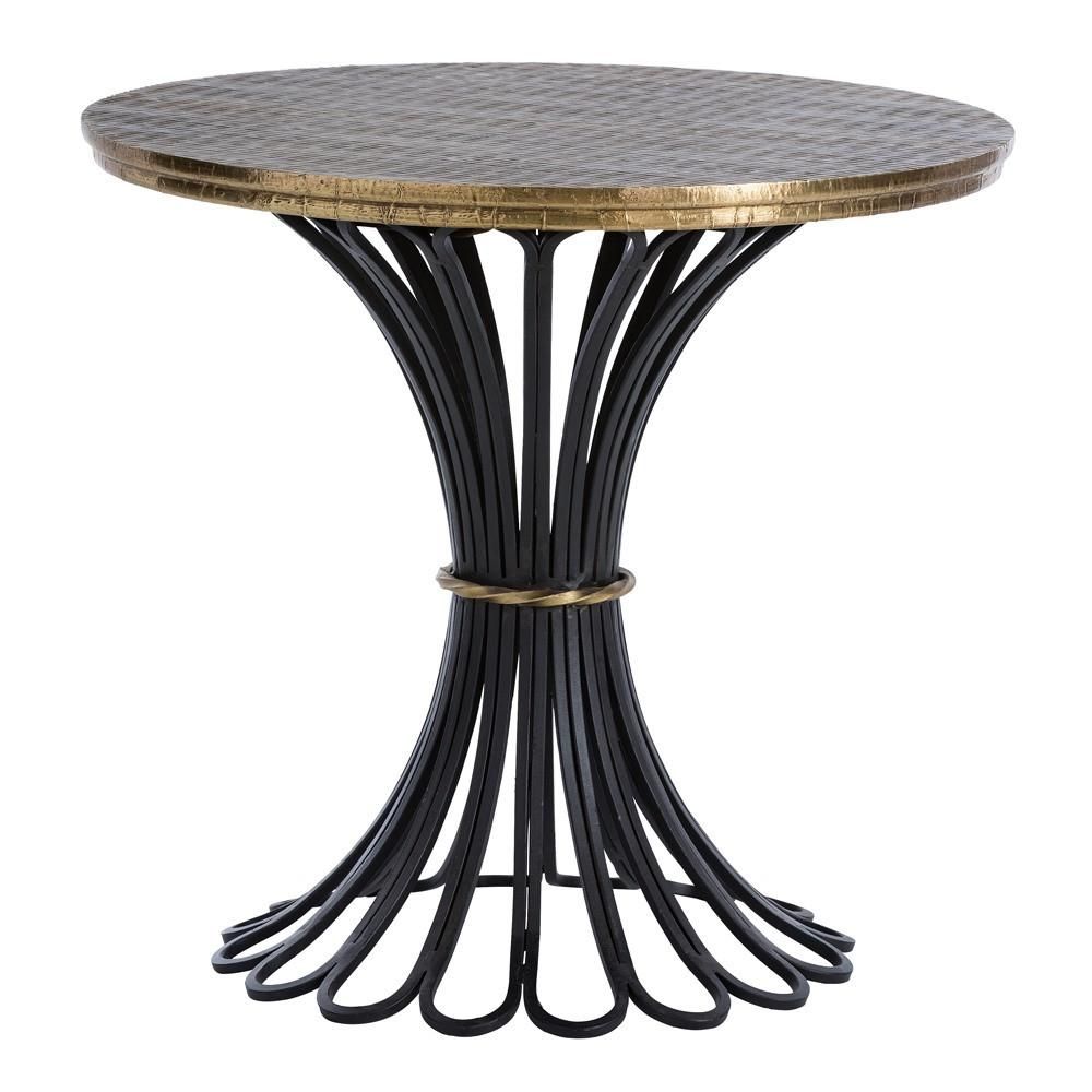 Arteriors Draco Embossed Brass Side Table Glass Top End Tables End Tables Side Table