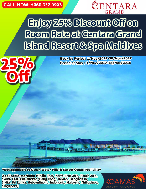 Enjoy 25 Discount Off on Room Rate at Centara Grand Island Resort Enjoy 25 Discount Off on Room Rate at Centara Grand Island Resort