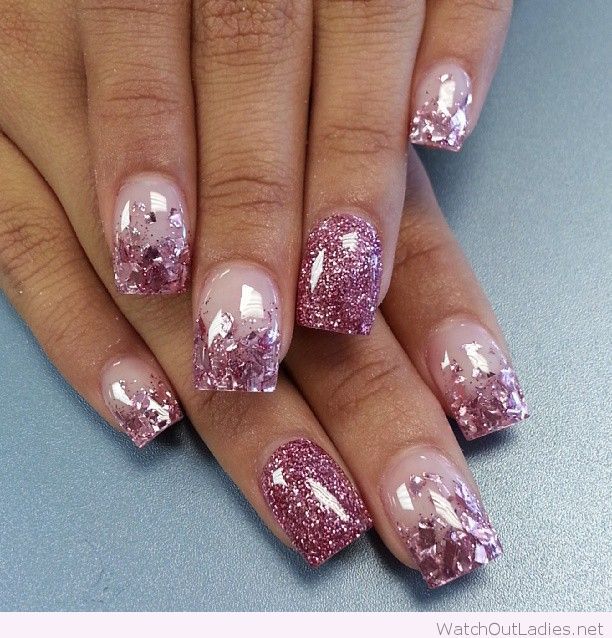Pink And Glitter Christmas Nails Watchoutlas In 2018 Pink And Glitter Christmas Nails