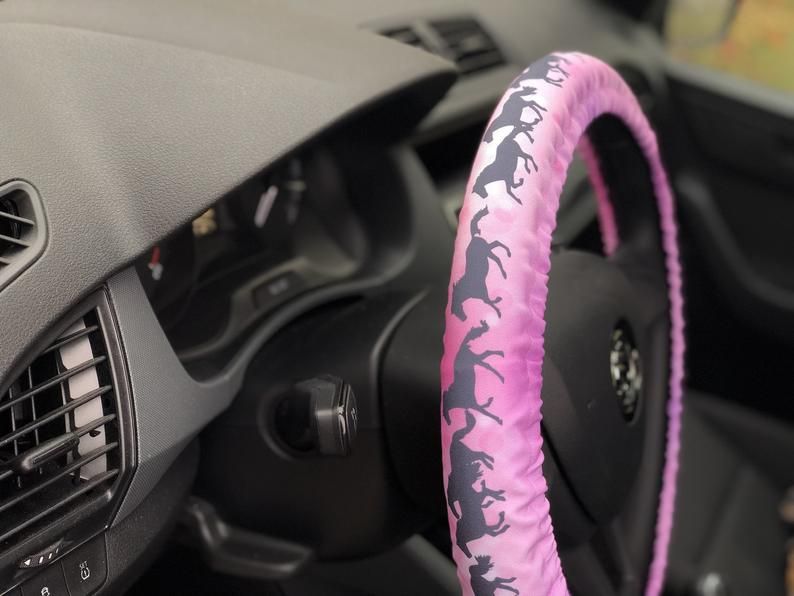Horses steering wheel cover. Pink car accessory. | Etsy | Pink car