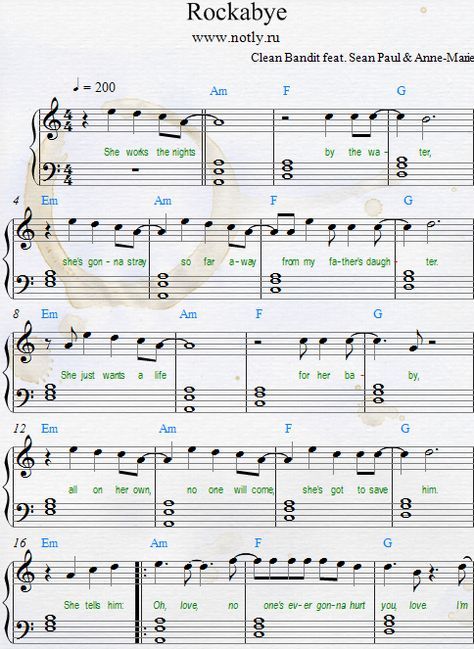 Clean Bandit & Anne-Marie — Rockabye Download PDF Piano Sheet.