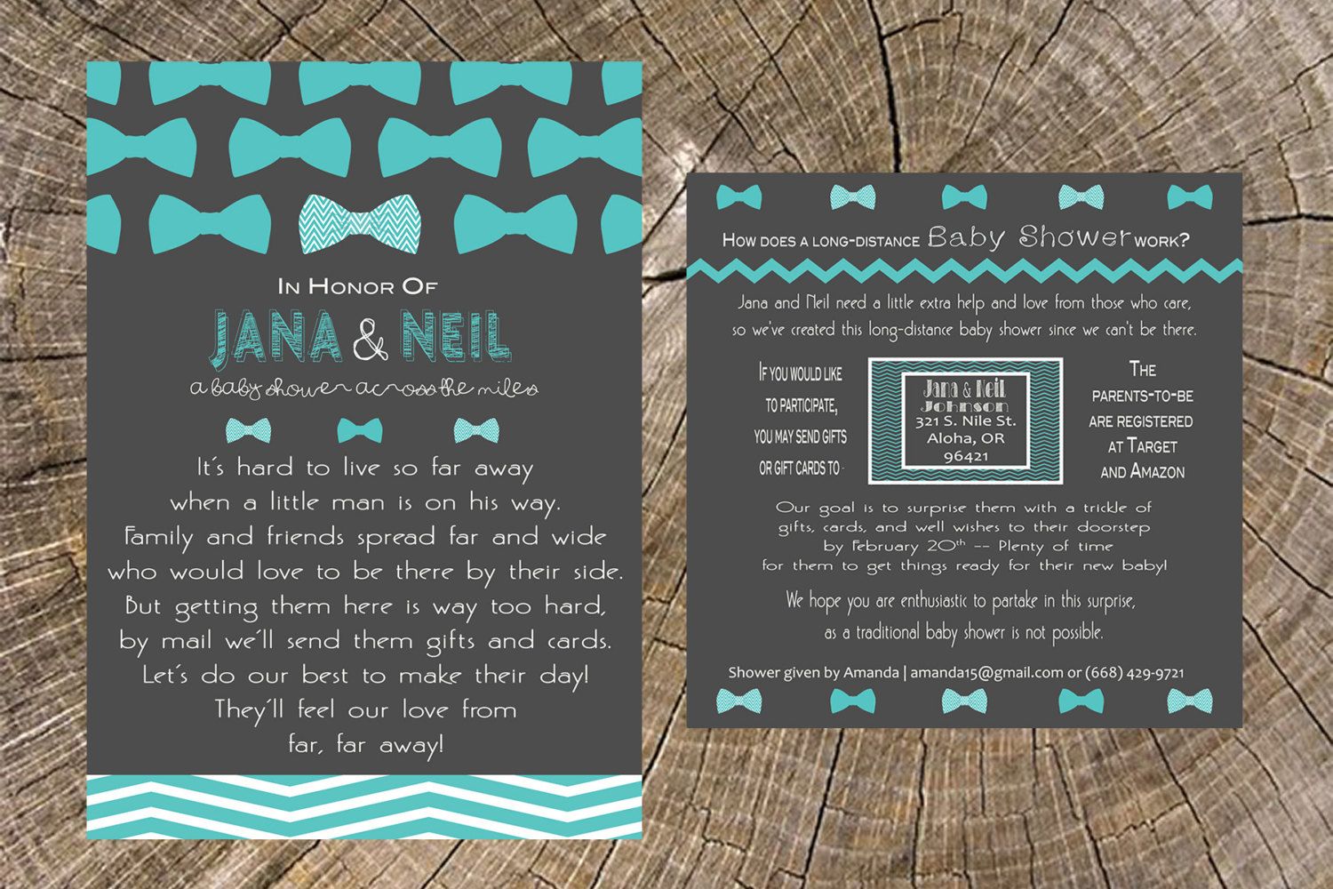 Long Distance Baby Shower Boy Bow Tie 5x7 Invitation And 5x5 Long Distance Baby Shower Boy Bow Tie 5x7 Invitation By Js7designs
