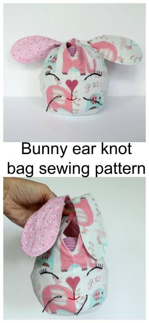Bunny ear knot bag sewing pattern. Suitable for many ages, it would