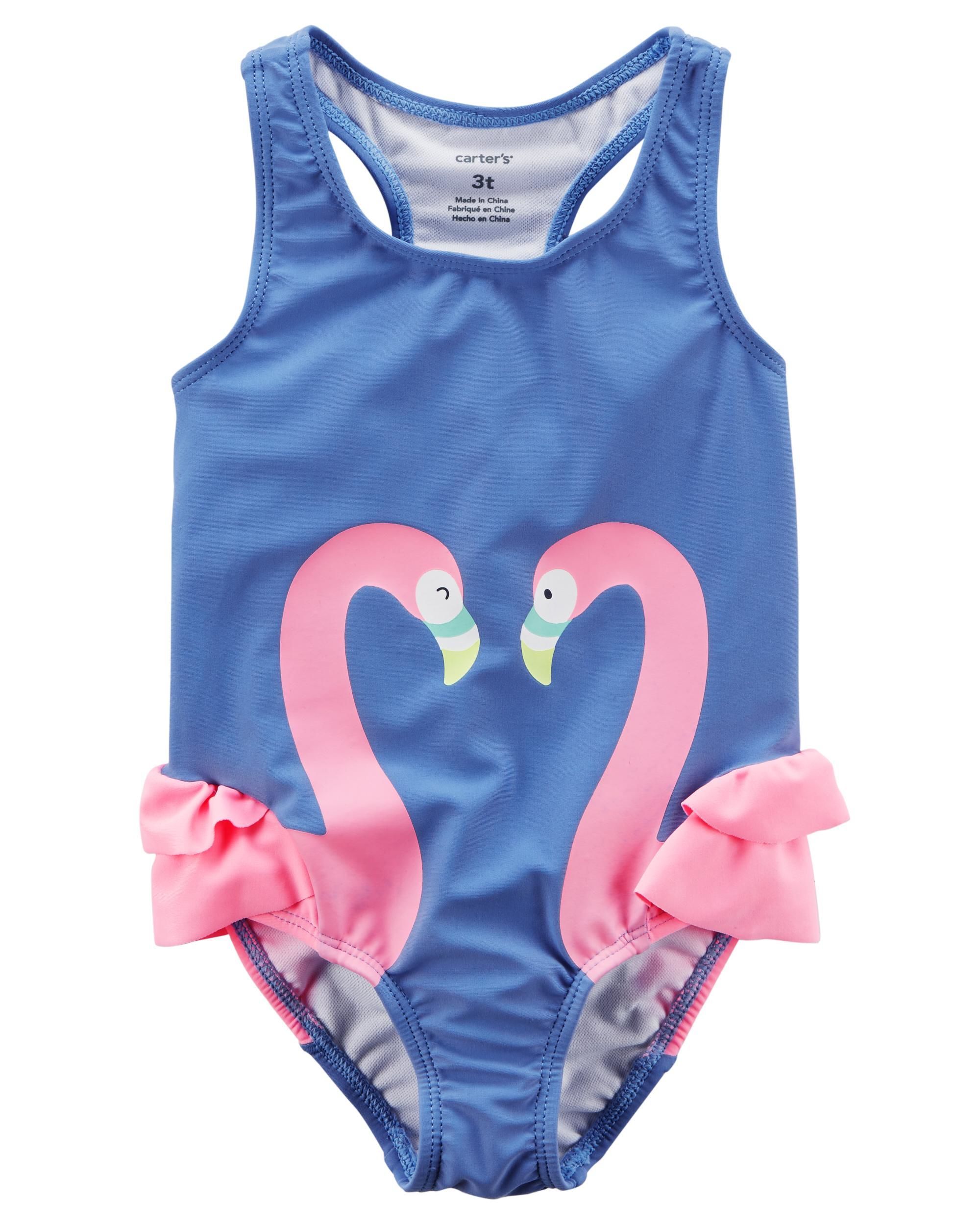 Baby Girl One Piece Swimsuits Flamingo Bathing Suit Infant Girl Sleeveless Halter Swimwear