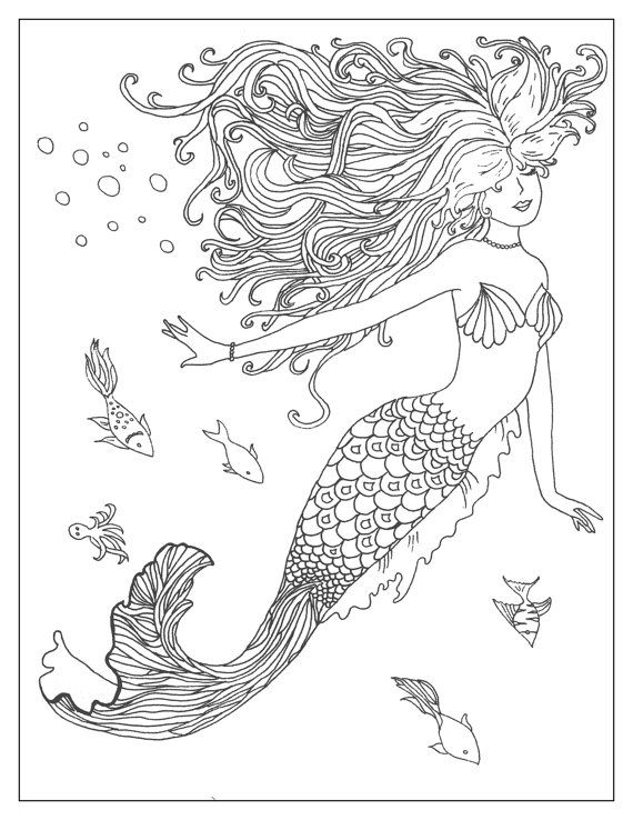 Download Mystical Mermaid | Mermaid Coloring Pages for Adults | Mermaid coloring pages, Mermaid coloring ...