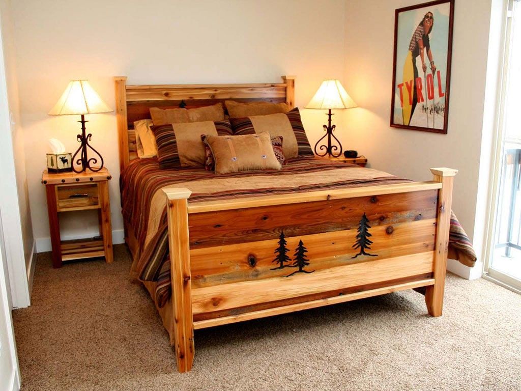 Rustic Mountain Barnwood Bed Rustic bed frame, Cabin furniture