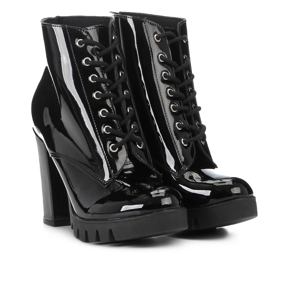 Bota Coturno Zatz Tratorada Verniz Feminina - Preto | Zattini | Coturno, Feminino, Sapatos