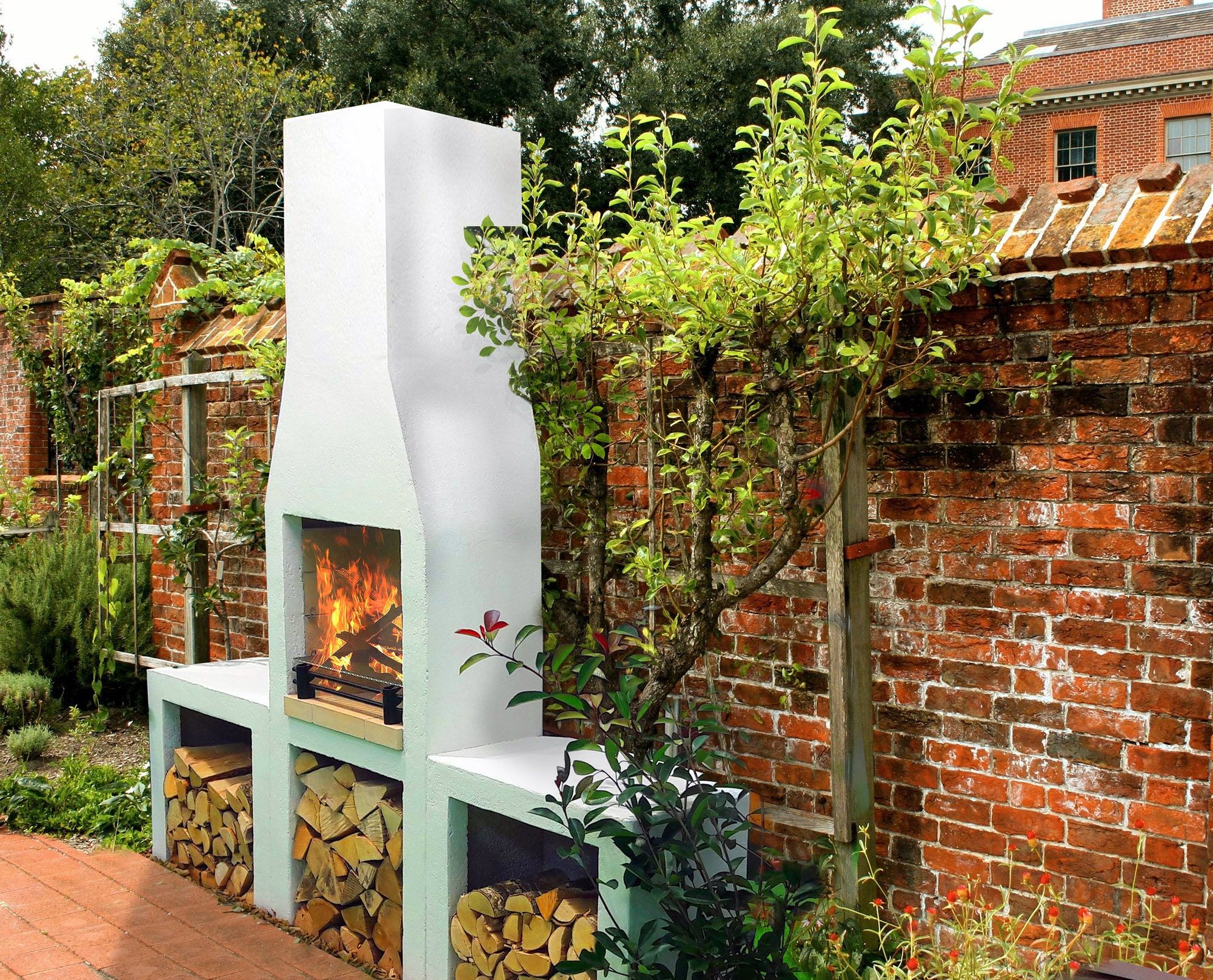 Outdoor Bbq, Outdoor Garden, Outdoor Space, Outdoor Landscaping, Bbq Grill Set, Barbecue Area, Diy Bbq Area, Outdoor Fireplace Designs, Backyard Fireplace