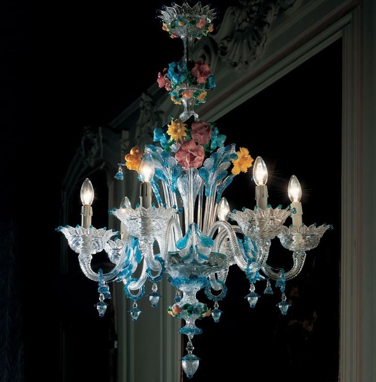 A Wonderful De Majo Murano Glass Chandelier With Pretty Multi Enchanting Italian Lighting Centre Co Uk Large Murano Glass Chandeliers Aquamarine Chandelier With Coloured Flowers P 8250 Html