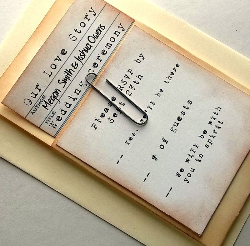 Library Wedding Invitation Suite Pocket Rsvp Card Vintage Library Wedding Invitation Suite Pocket Rsvp Card Vintage Typewriter Font