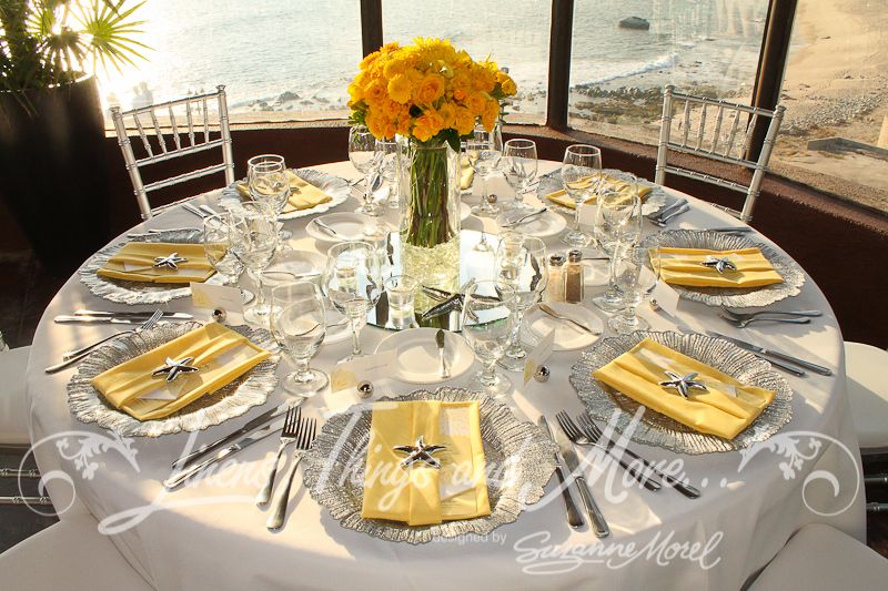 Yellow And Gray Wedding Centerpieces Event Design Custom Silver And Yellow Wedding Décor At Sunset Da Mona Lisa