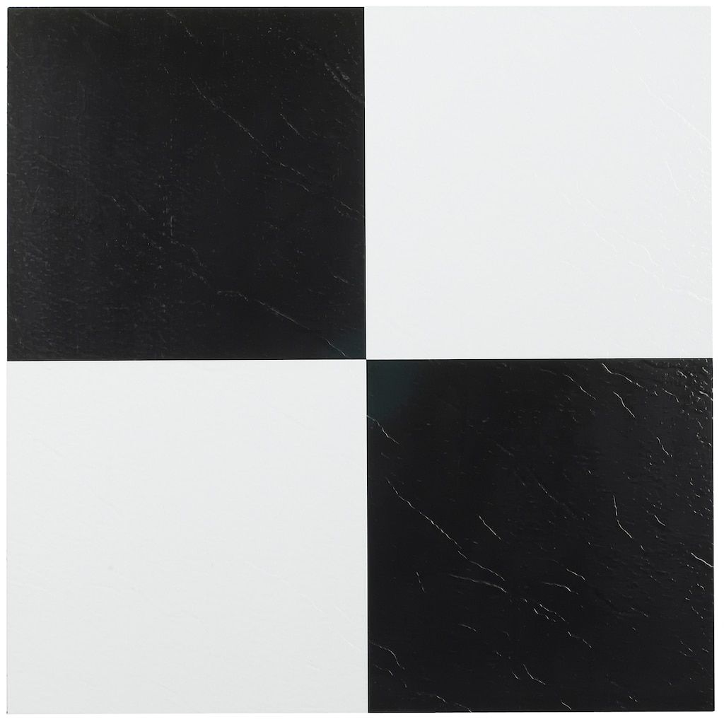 Achim Tivoli Black White 45 Piece Self Adhesive Vinyl Floor Tile Self Adhesive Vinyl Floor Tile
