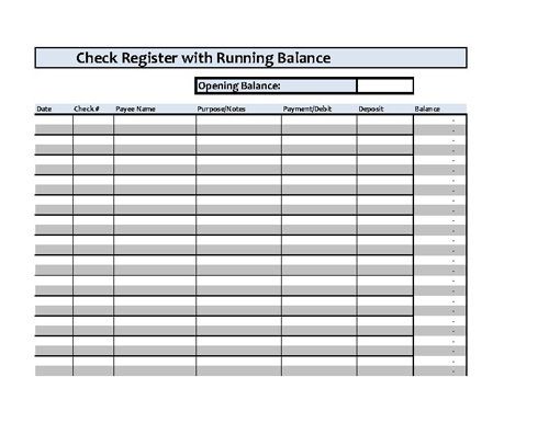 excel templates checkbook register