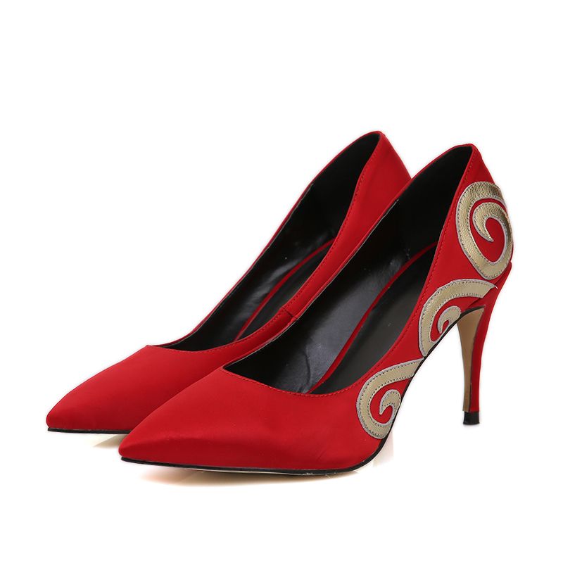 Yuksek Kalite Kadin Ayakkabi Siyah Ve Kirmizi Topuklu Ayakkabi Stiletto Saten Red Shoes Heels Red Shoes Sandals Heels