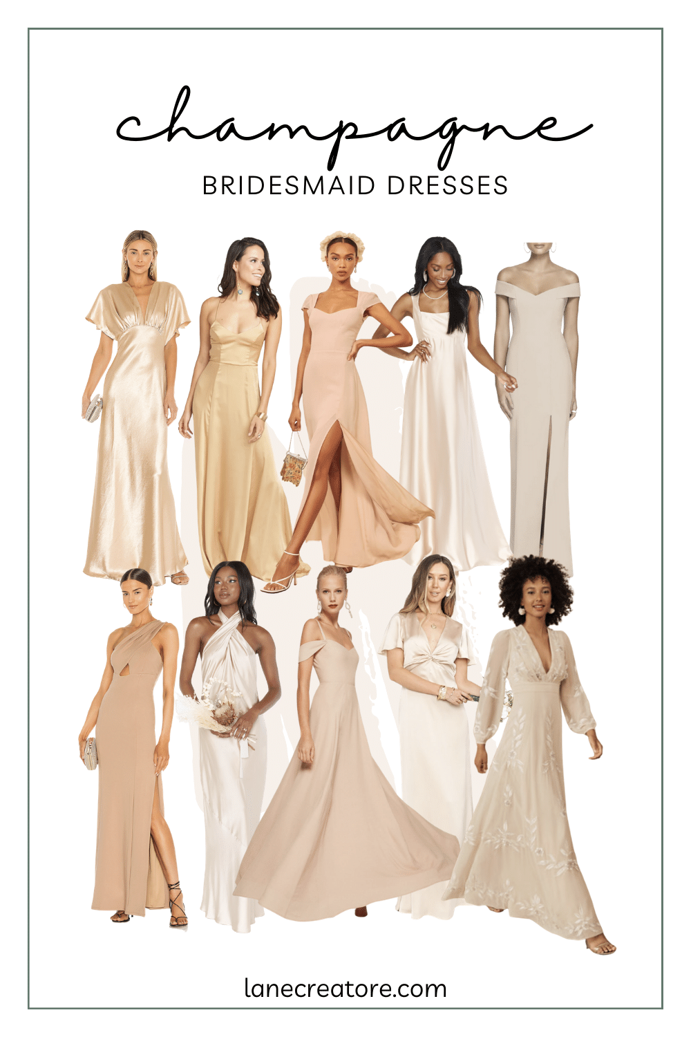 Champagne Bridesmaid Dresses. Mismatched Bridesmaid Dresses. Bridesmaid Dress Ideas. Wedding Things, Wedding Stuff, Wedding Party, Dream Wedding, Champagne Bridesmaid Dresses, Wedding Bridesmaids, Beachside Wedding, Wedding Inspiration, Wedding Ideas