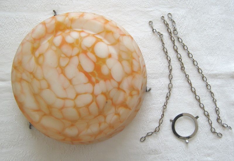 vintage hanging bowl lampshade light shade in orange and white