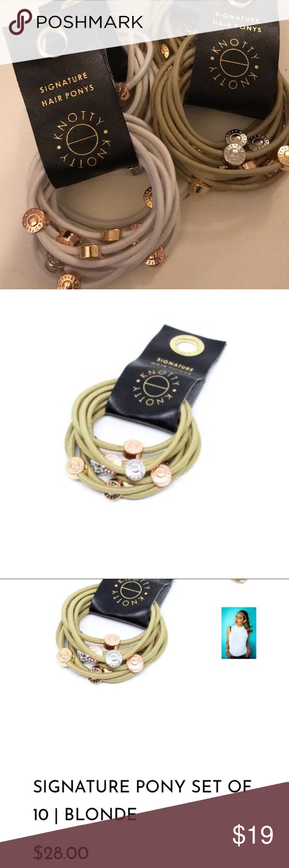 NWT Anthropologie Leather Pony Tail Holder Hair Accessory Gold