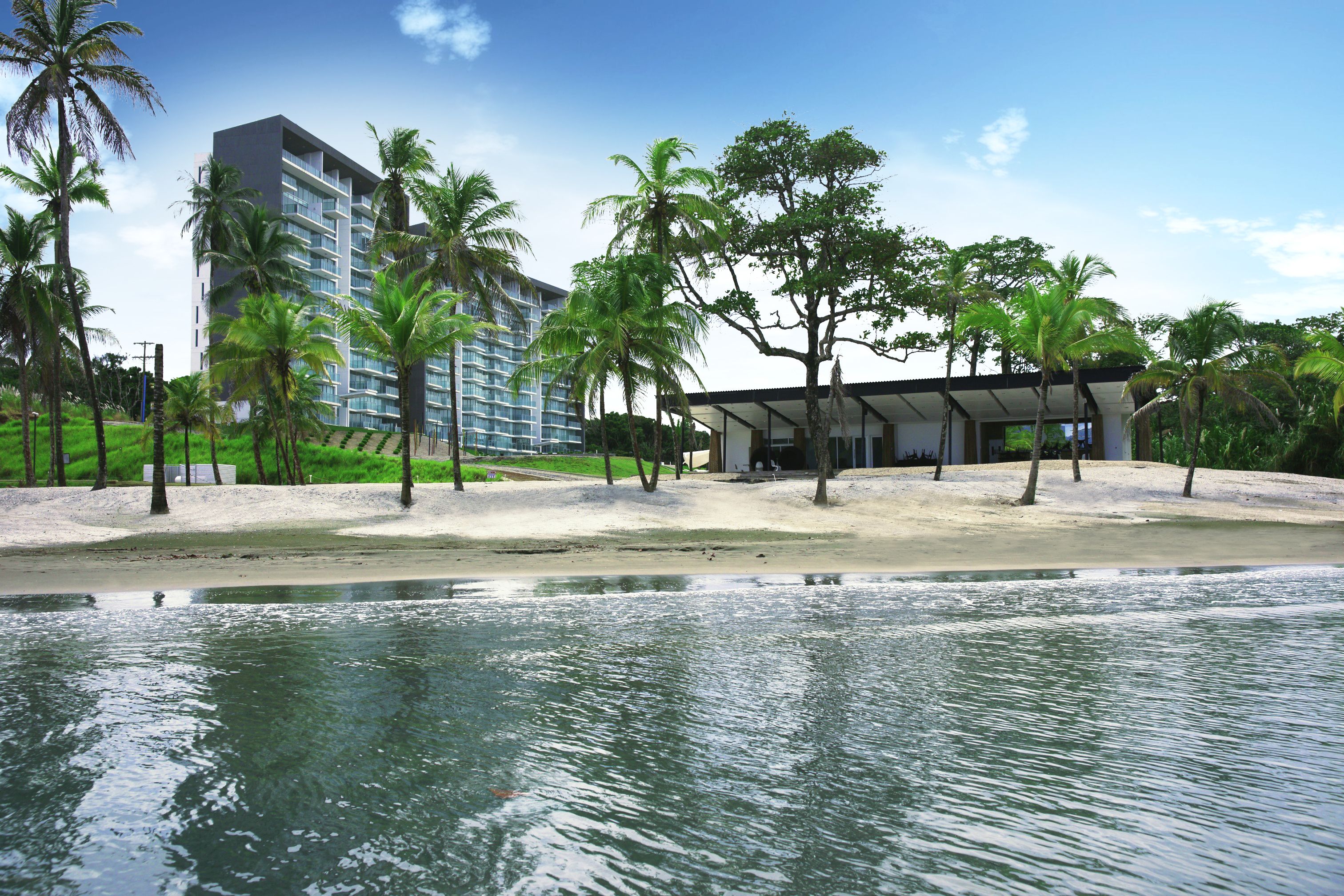 Looking From The Caribbean Waters Of Costa Arriba In Panama Onto Arriba In Panama