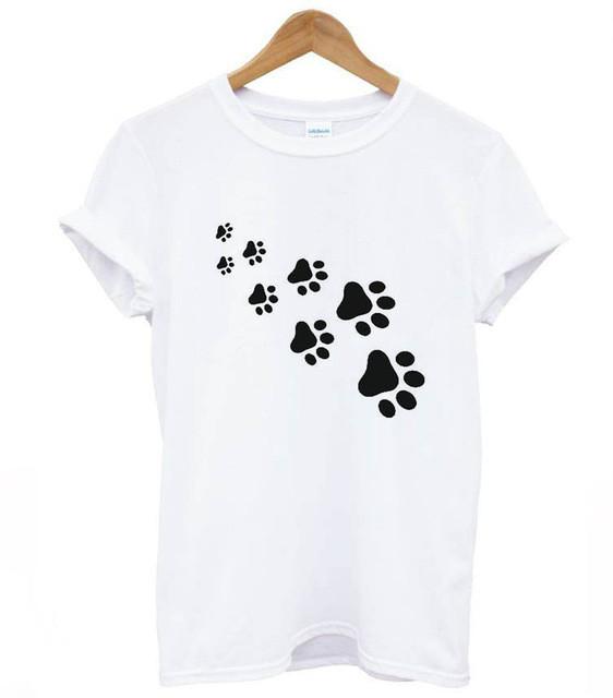 Paw prints Black Cat Kitty Love Cats Funny T-shirt 100/% Cotton unisex women